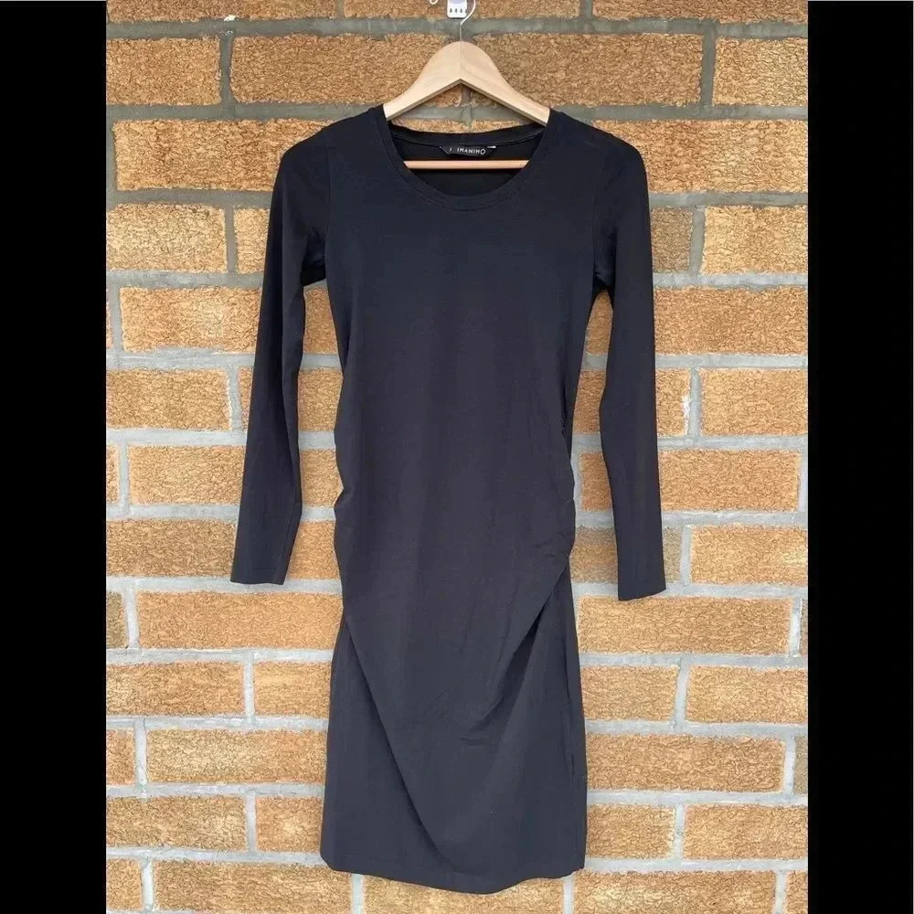 Imanimo Long Sleeve Ruched Maternity Dress small